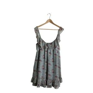 Wet‎ Seal Vintage XL Floral Babydoll Ruffle Mini Dress Coquette
